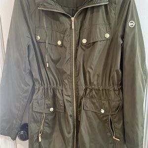 Michael Kors Olive Utility Packable Jacket with Drawstring Waist